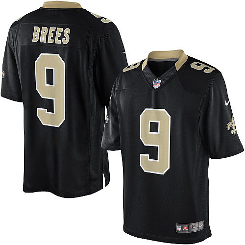 Men's Limited Drew Brees Nike Jersey Black Home - #9 NFL New Orleans Saints